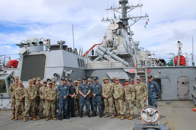 Sailors from the USS O'Kane Aegis gave a site tour to the Soldiers from Task Force Talon highlighting PACFLTs integrated BMD responsibilities within the PACOM region. 