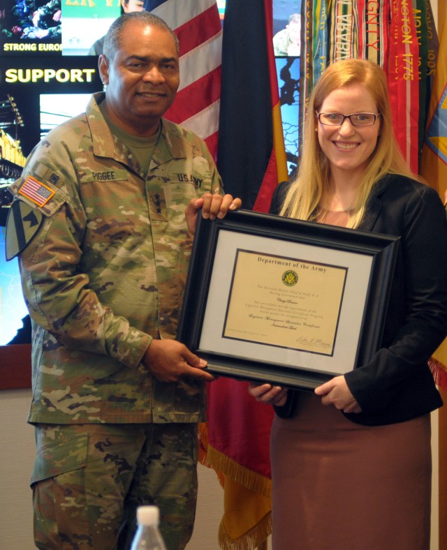 21st TSC civilian logistician becomes first in Europe to complete logistics management course