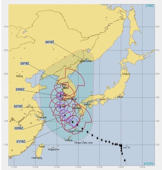 Track of Tropical Storm Soulik 21 Aug