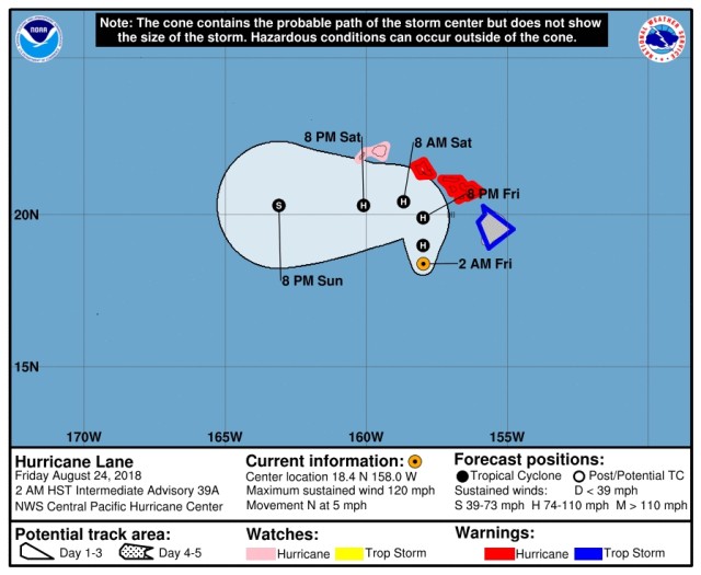 Hawaii braces as Hurricane Lane threatens