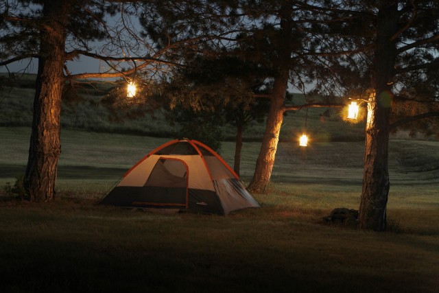 Tent camping at Wilson Lake, Kan.
