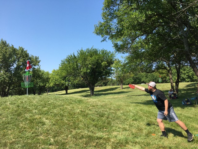 Disc golfing