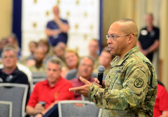 Fort Riley leadership, health professionals, address the problem of lead-based paint on post at Town Hall Sept. 12.