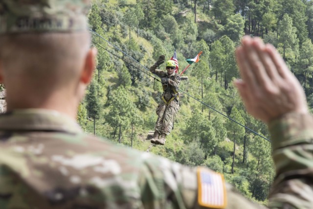 U.S. Soldier reenlists during exercise in India