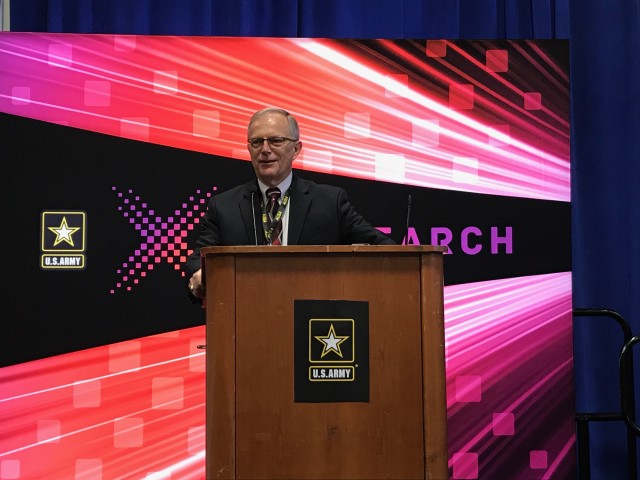 Dr. Bruce Jette, Assistant Secretary of the Army for Acquisition, Logistics & Technology, provides opening remarks to the 2018 AUSA Innovator's Corner.