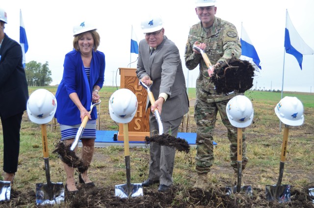 Fort Riley leaders help break ground on new Junction City (Kansas) High School Oct. 5.