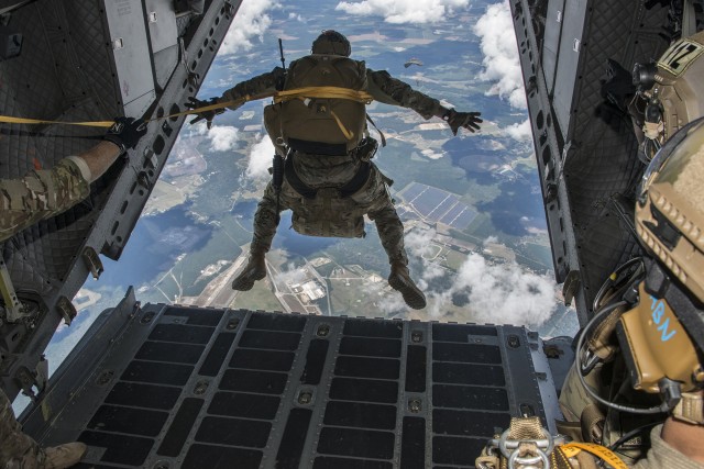 Special Operations Command Soldiers test RA-1 Double Bag Static Line Parachute System, USASOC C-27J aircraft compatibility