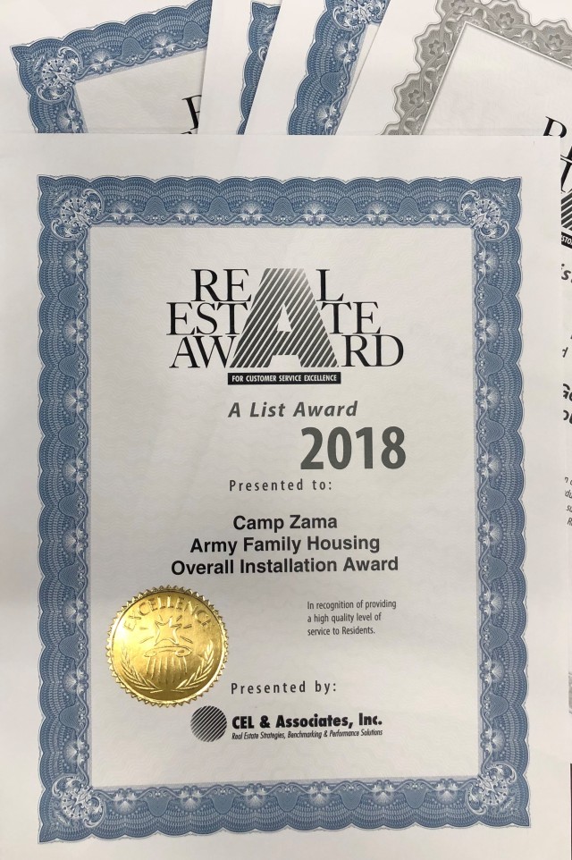 Camp Zama earns housing 'Crystal Award' based on positive customer feedback
