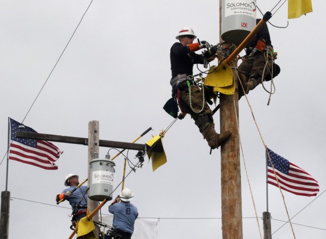 The 249th Engineering Battalion competes in the International Lineman's Rodeo