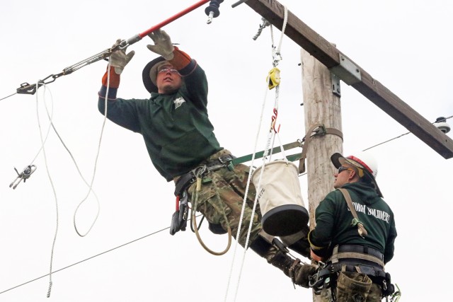 The 249th Engineering Battalion competes in the International Lineman's Rodeo