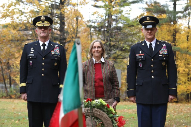 Fort Drum officials lay wreath at Italian POW grave to mark "National Unity Day"