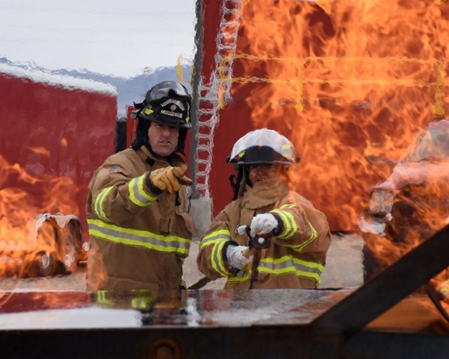 Dugway workers try firefighting skills