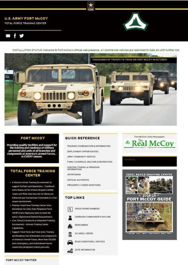 New public website now live at Fort McCoy