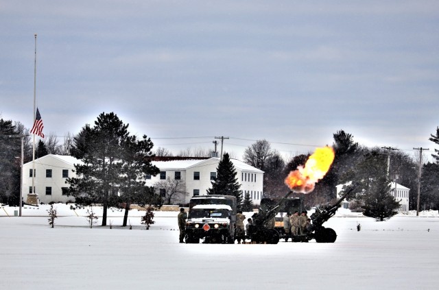 Fort McCoy salutes former President Bush with 21-gun artillery salute