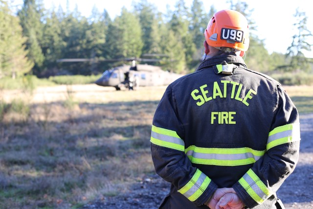 The Seattle Fire Department conducts training with the Washington National Guard