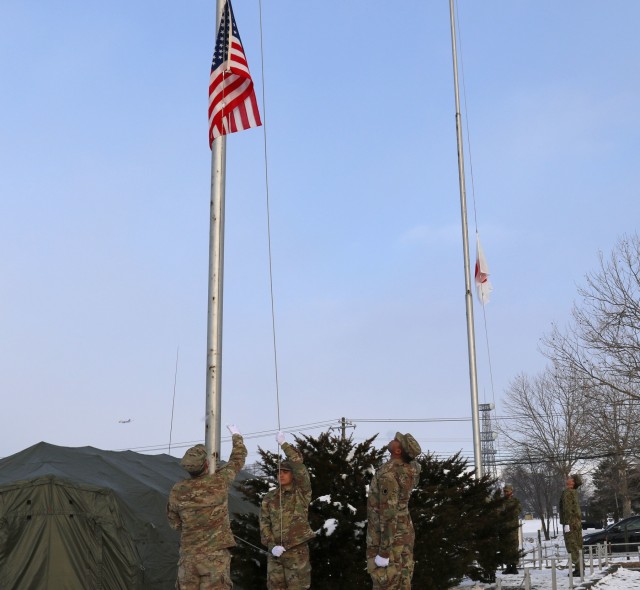 U.S. and Japan unite in flag raising ceremony at Yama Sakura 75