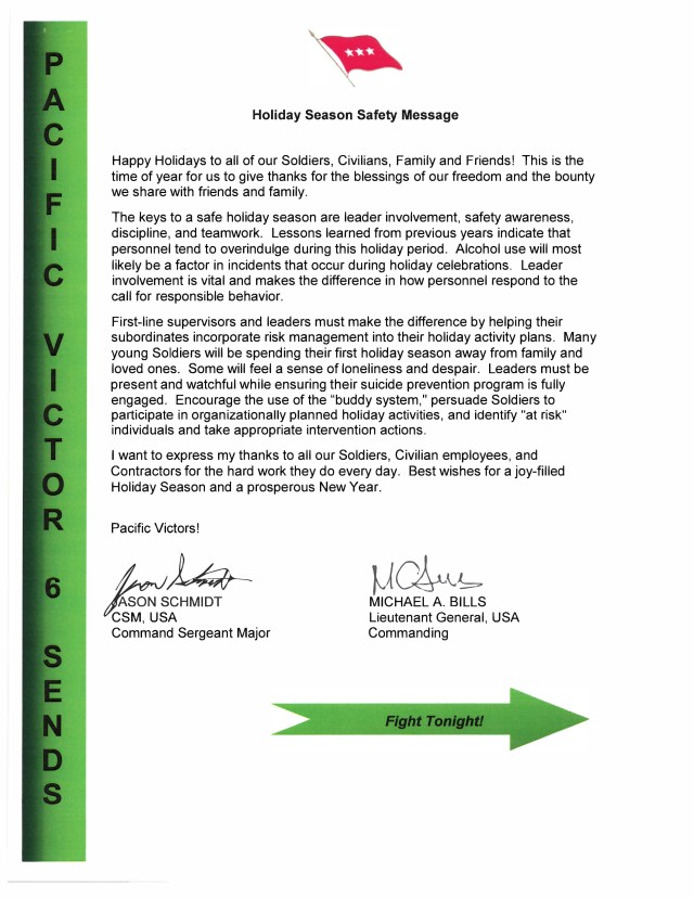 Holiday Season Safety Message