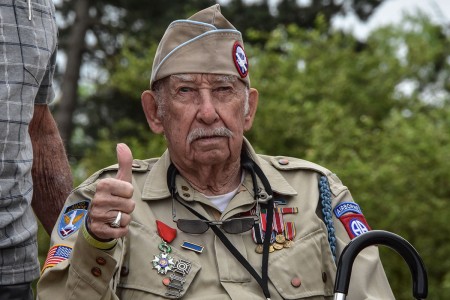 World War II veteran Robert Wallace returns to Normandy, France, for the first time since he parachuted in with the 82nd Airborne Division 74 years ago, June 1, 2018.