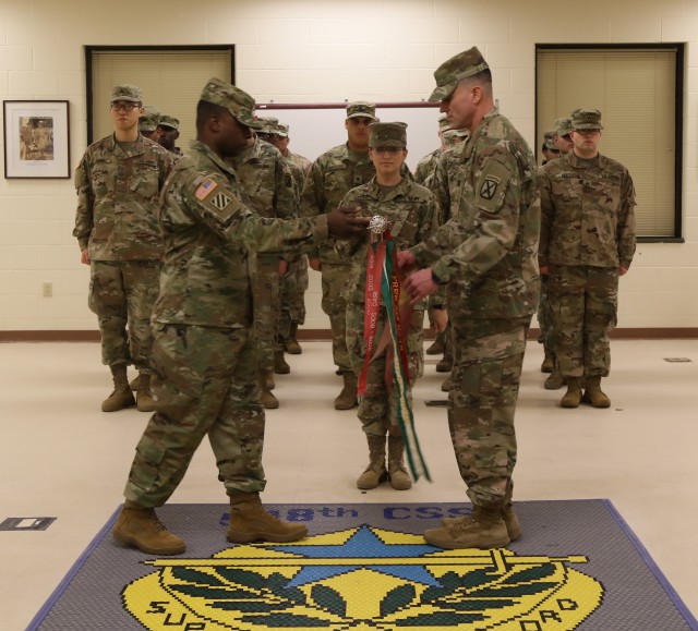 620th Movement Control Team cases its colors in preparation for CENTCOM deployment