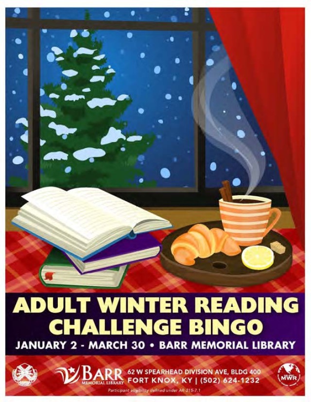 Barr announces Adult Winter Reading Challenge Bingo now through March