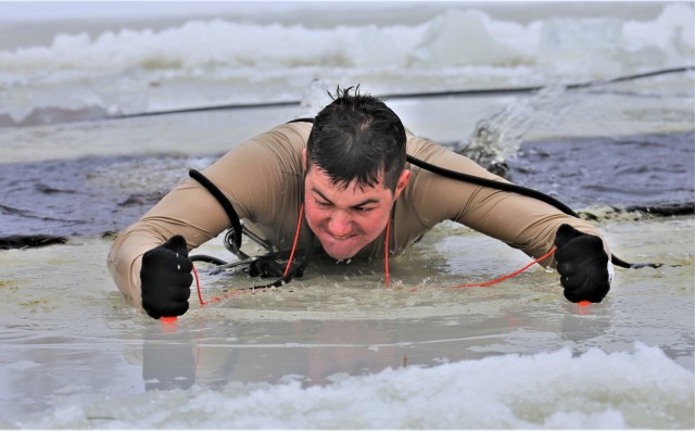 Students take plunge for cold-water immersion training at Fort McCoy
