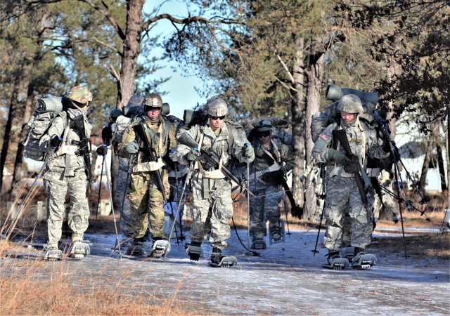 Students build snowshoeing skills during cold-weather training at Fort McCoy