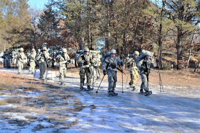 Students build snowshoeing skills during cold-weather training at Fort McCoy
