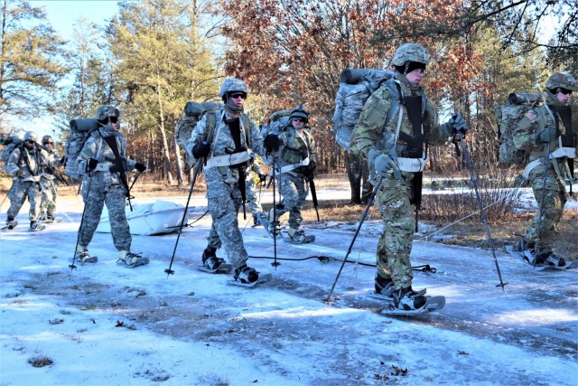 Students build snowshoeing skills during cold-weather training at Fort McCoy
