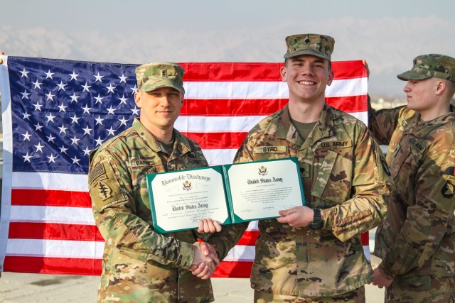 Specialist Byrd flies high during his reenlistment in the Middle East