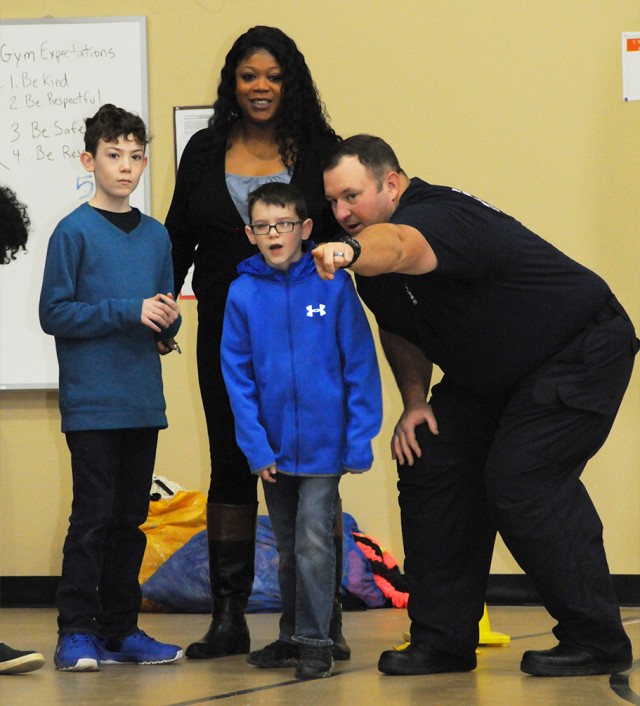 Firefighters join elementary school students in team building exercises