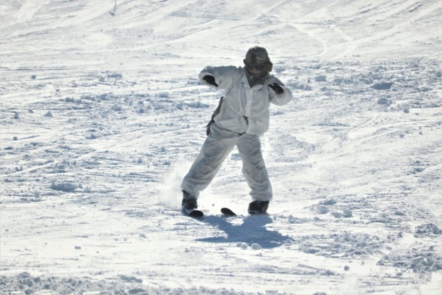 Students for Cold-Weather Operations Course complete skiing familiarization while training at Fort McCoy