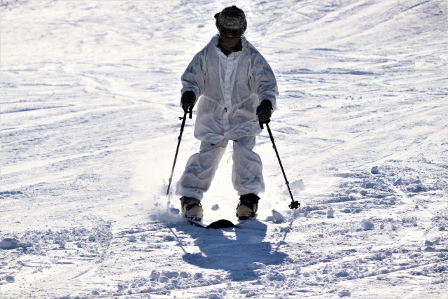 Students for Cold-Weather Operations Course complete skiing familiarization while training at Fort McCoy