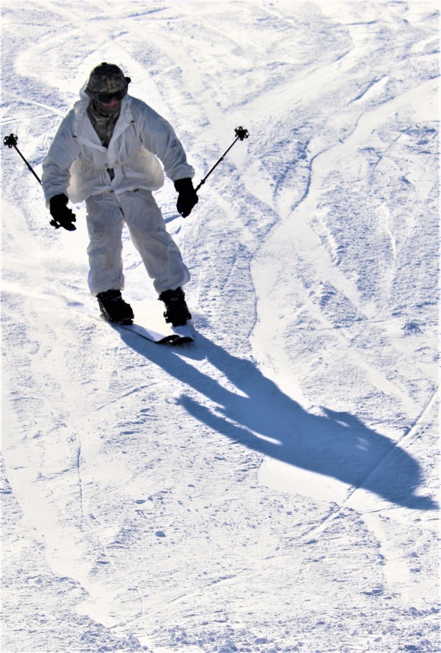Students for Cold-Weather Operations Course complete skiing familiarization while training at Fort McCoy