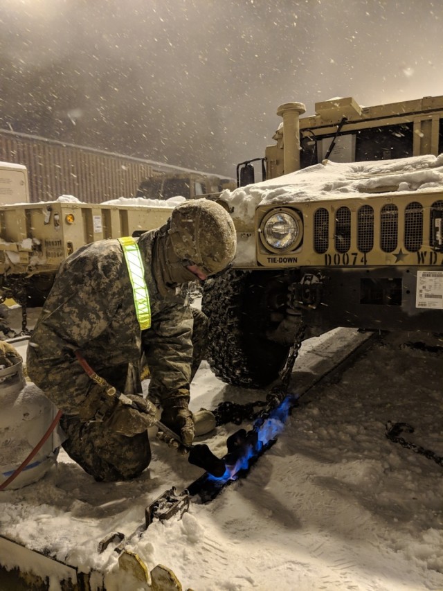 10th Mountain Division's 1st Brigade Combat Team conducts movement amidst polar vortex