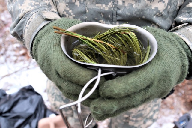 Cold-Weather Operations Course students build improvised shelters, survive outdoors