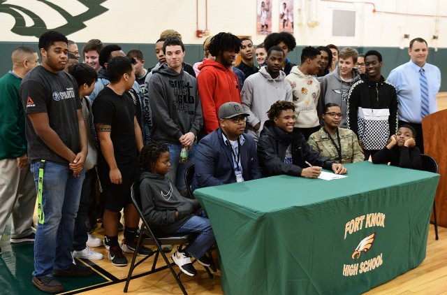 Fort Knox High senior signs letter of intent to play football 'at next level'