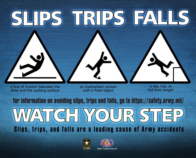 Slips, trips and falls Army safety poster