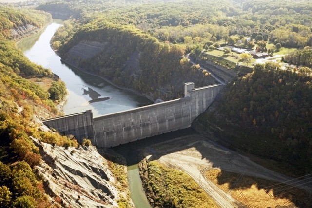 Aerial view of the Mount Morris Dam