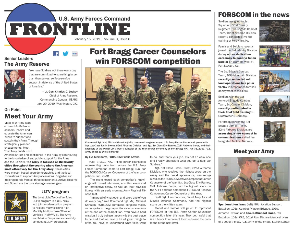 FORSCOM Frontline - Feb. 15, 2019 | Article | The United States Army