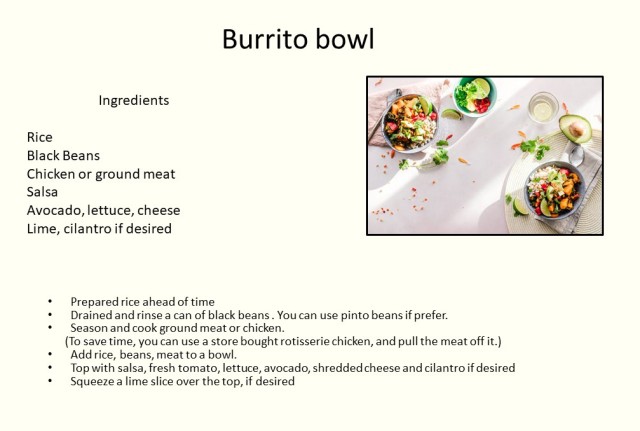 Quick burrito bowl