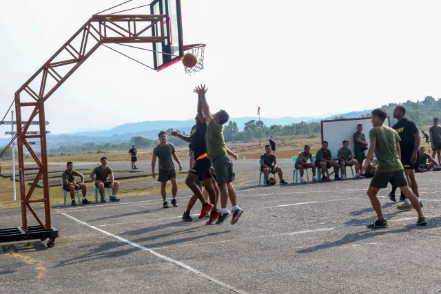 US and Philippine Soldiers Playing Basketball