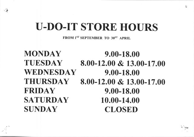 U-Do-It hours