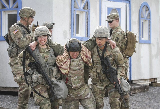 Carrying a casualty to safety