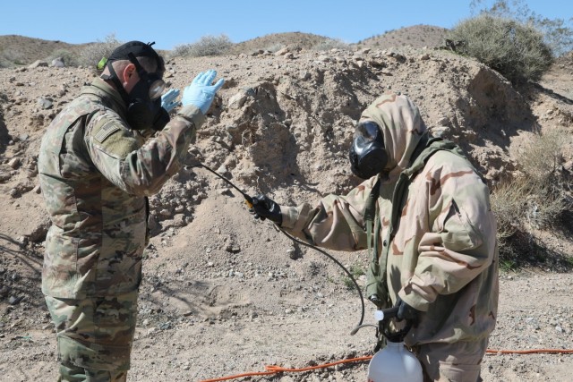 Soldier decontamination at National Training Center