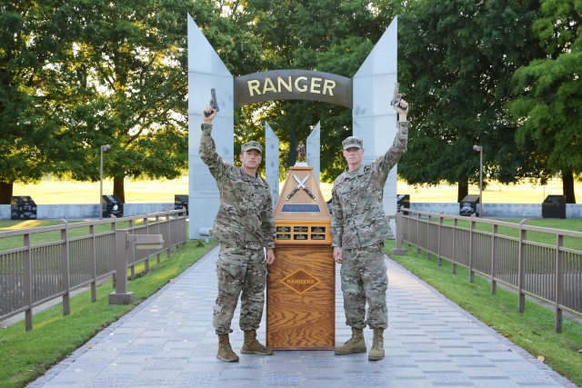 Capts. Michael Rose and John Bergman, Team 19, at Ranger Memorial