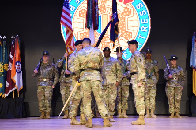Gen. Stephen J. Townsend, TRADOC CG, passes guidon to Brig. Gen. Lonnie J. Hibbard