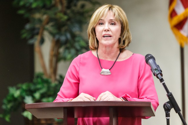 Survivor's daughter speaks during Holocaust Remembrance