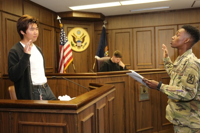 Camp Zama high school students have their day in court during 'Law Day' mock trial