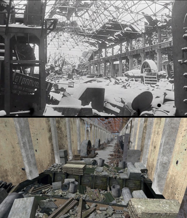 Stalingrad historical photo and gaming screenshot