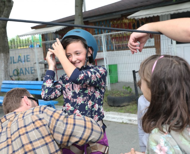 U.S. service members visit Romanian orphanage